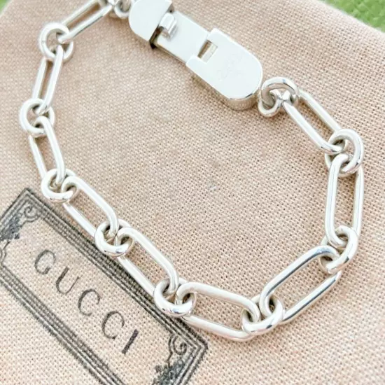 Gucci Bracelet Silver 925 Men's Y374 Italy vintage Good Condition