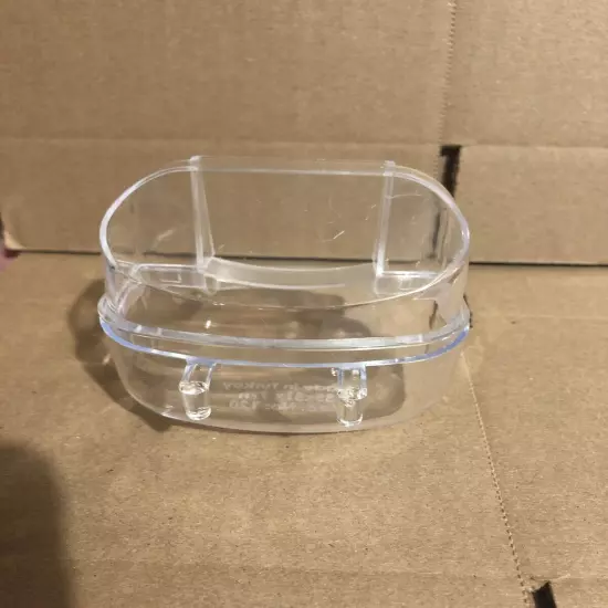 3 Bird Cage Hopper Covered Feeders Feeding Cups Perch Clear Plastic Acrylic 3”