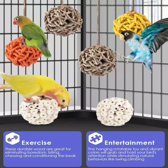 6PCS Small Parrot Chew Toys, Sola Balls Parrot Chewing Foraging Toys Colorful...