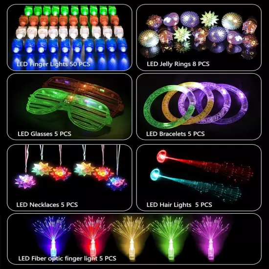 MIBOTE 83Pcs Led Light Up Toys Party Favors Glow in the [Multiple Colors] 