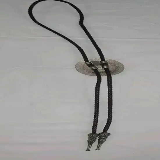 S.S.I. Embossed Eagle & Floral Bolo Tie with Leather Cord