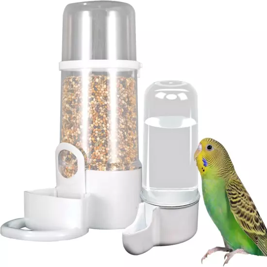 2Pcs/Set Automatic Bird Cage Feeder Bird Food Feeder Water Bottle with 