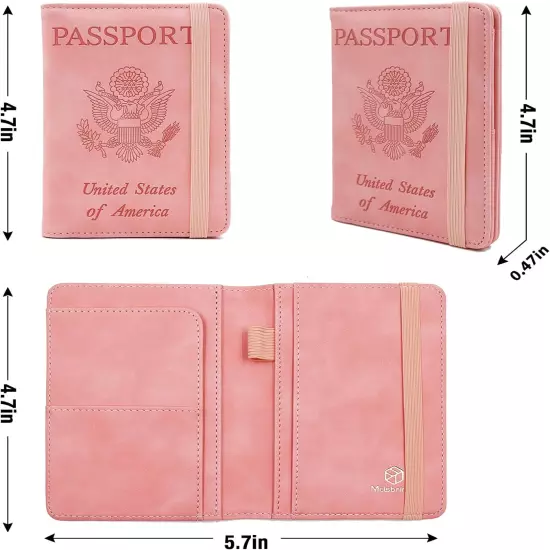 Premium Leather Passport Holder Covers Case Waterproof Rfid Blocking Wallet Pink