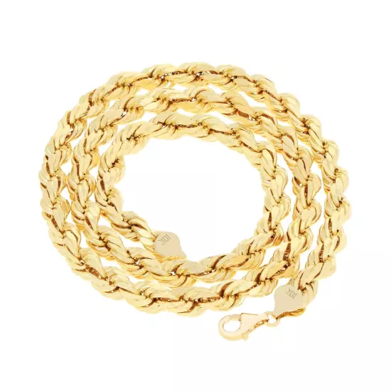 10K Yellow Gold Rope Diamond Cut Mens Chain Bracelet 8" -9" 6mm 7mm 8mm 9mm 10mm