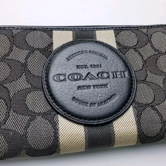 Coach Signature Dempsey Large Zip Around Phone Wallet Wristlet 