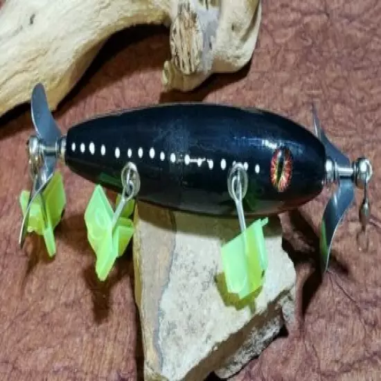 4.5 inch Custom Handmade wooded chopper topwater lure(Midnight Stalker)