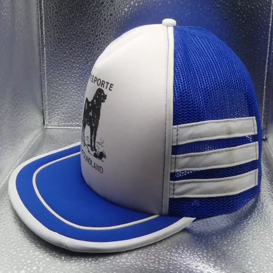  Lewisporte Newfoundland Three 3 Stripe Destination Hat Cap White Blue Vintage