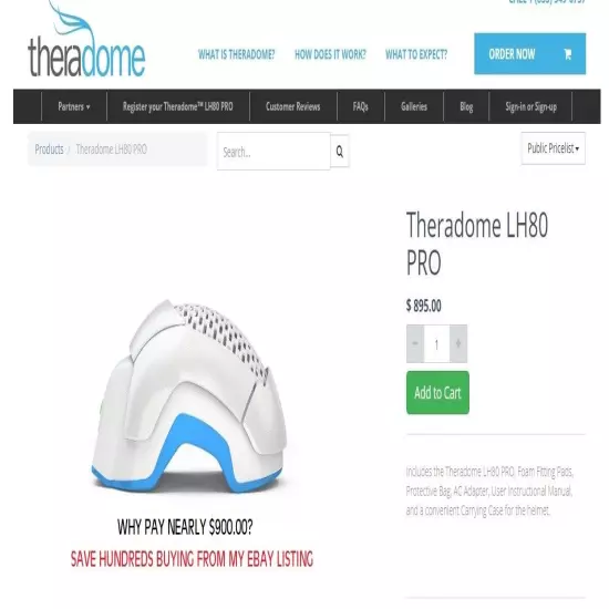 New Theradome LH80 PRO Laser FDA Cleared Hair Loss Regrowth System NOT a Rework