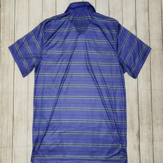 PGA Tour Polo Shirt Mens XL Short Sleeve Golf Purple Striped Polyester 