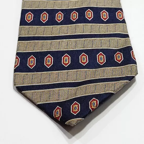 Geoffrey Beene Classics NY Striped All Business Handsome Dark Blue SILK Necktie