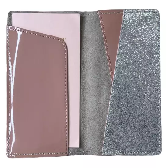 Anthropologie Passport Holder Luggage Tag Set Leather Silver Bling