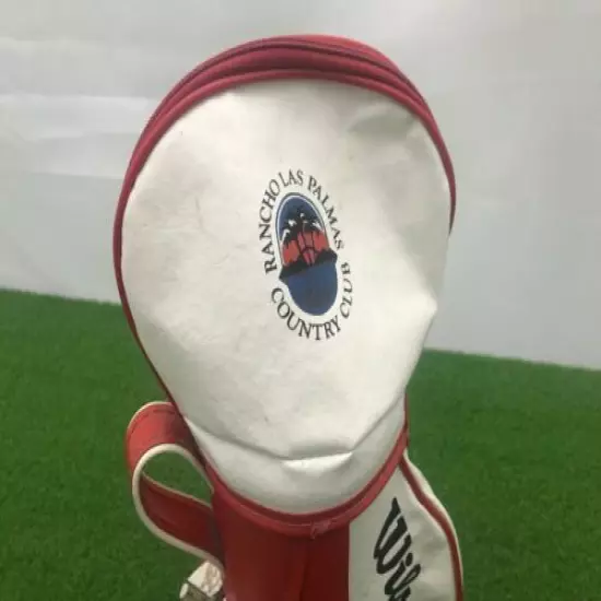 RARE Vintage WILSON GOLF Mini Desk Bag 15" RED & WHITE Rancho Las Palmas CC Used