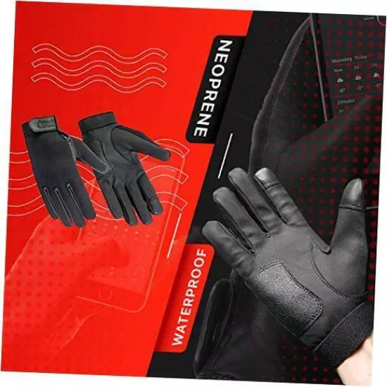 Hugger Men's 4 Finger Touch Screen Police Motorcycle Gloves with Large Black