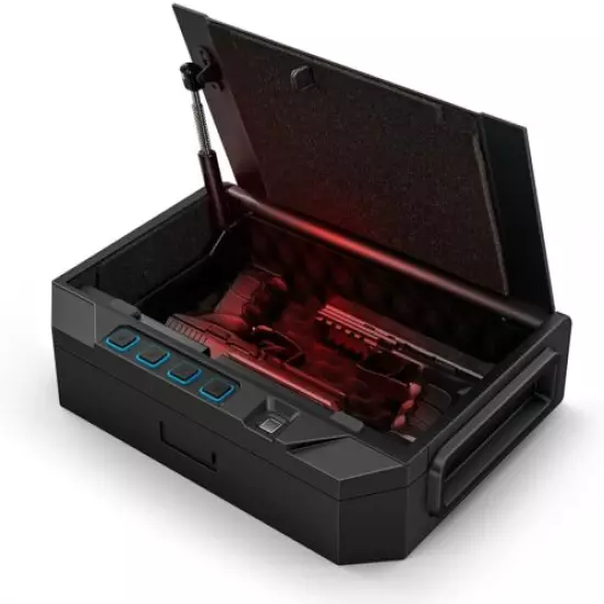 Pistol Gun Safe Box Handgun Biometric Fingerprint Combination Lock Quick Access