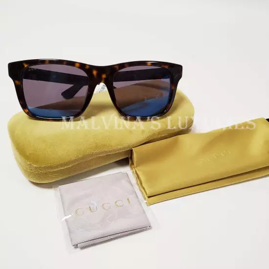 GUCCI SUNGLASSES GG0008SA 003 SQUARE TORTOISESHELL WEB DETAIL MENS