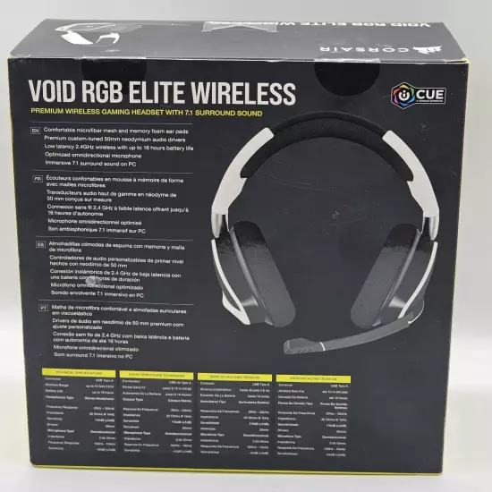 Corsair VOID RGB ELITE Wireless Gaming Headset Surround White ‎CA-9011202-NA