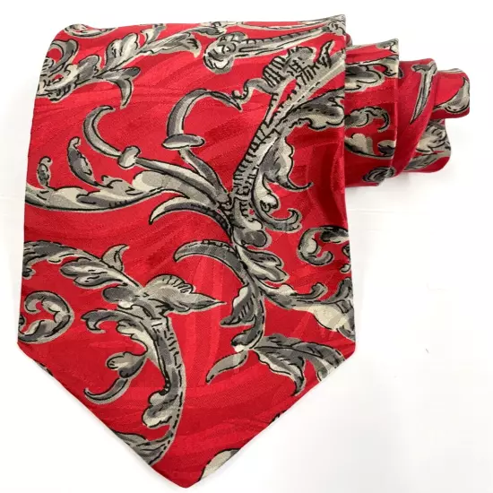 Bachrach Red Paisley Italy Made Necktie Silk Tie 3.2" x 58"