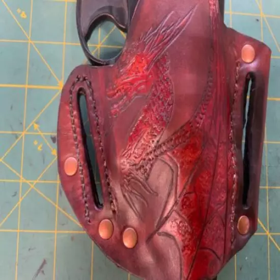 Handmade Leather Holster Governor Dragon carving