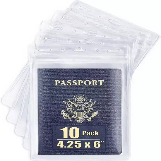 USA Extra Large Clear Passport & Card Holders - 10 Pack, 4x6 Inch