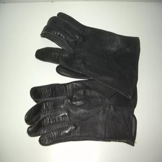 Vintage 50's Czechoslovakia Black Kid Leather Gloves - Small