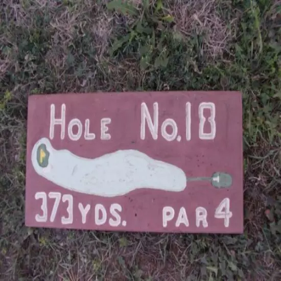 VINTAGE Hand Carved Hole No 18 Golf Painted Wood Sign 23 3/4" x 11 1/2" Folk Art