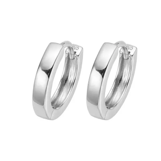 Real Solid 925 Sterling Silver Hoops Mens Ladies Small Huggie Hoop Earrings