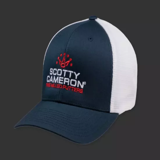 Supa Dupa HOT Scotty Cameron Hat Crown Stacked Flexfit Mesh Trucker Navy/White