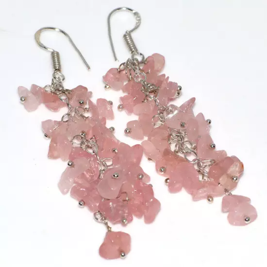 Natural Gemstone Beaded Grapes Cluster Drop & Dangle Earrings Size 2-3"