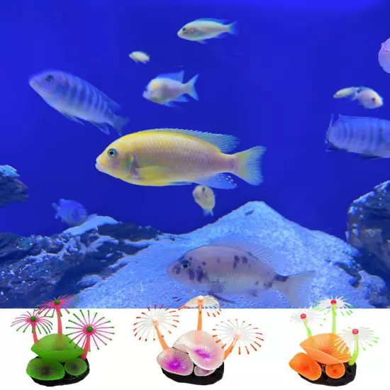 Glowing Artificial Fish Tank Aquarium Coral Plant Ornament Underwater Pet D2P1