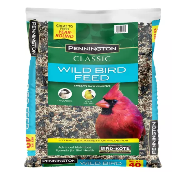 (2 pack) Pennington Classic Wild Bird Feed and Seed, 40 lb. Bag, Dry