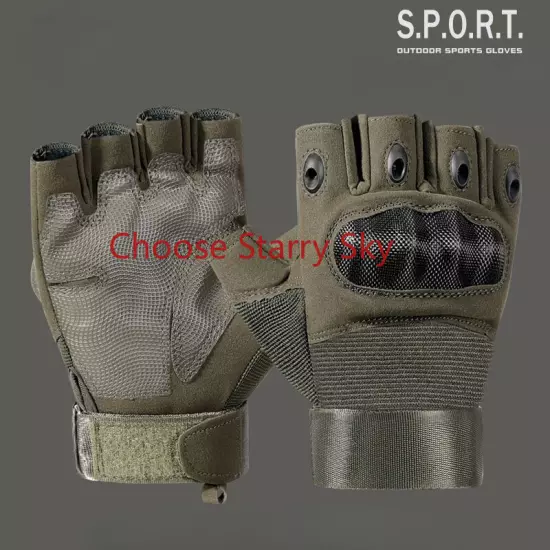 Tactical Half Finger Gloves Combat Hand Protective Gear Handwear OD