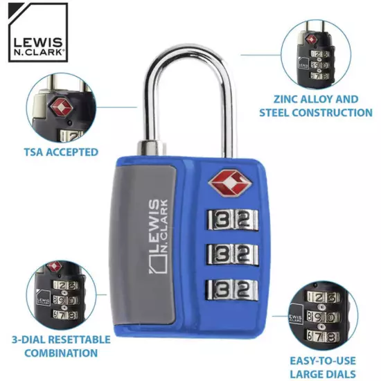 Lewis N. Clark Travel Sentry TSA-Approved Luggage Lock - Blue