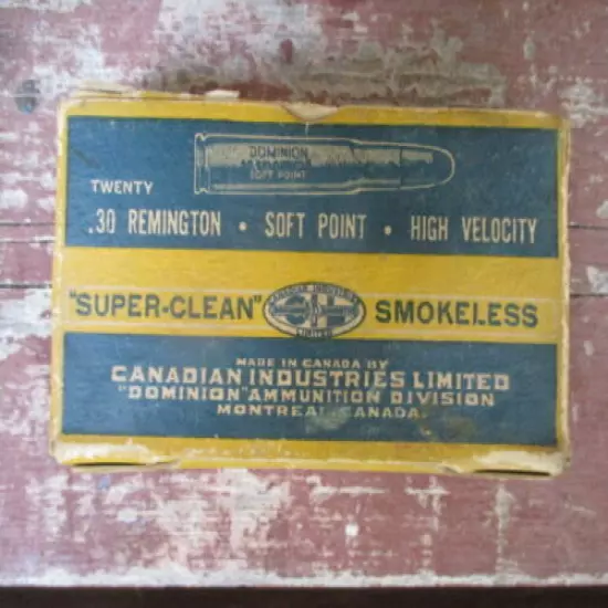 Vintage 1930s Canadian Industries .30 Remington cartridge box