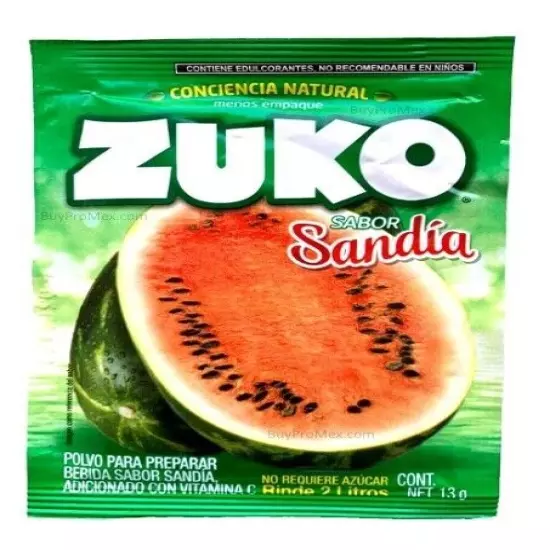 12-Pk ZUKO Sandia/Watermelon Flavored ZUKO Powder Drink Mix 13g/.45oz