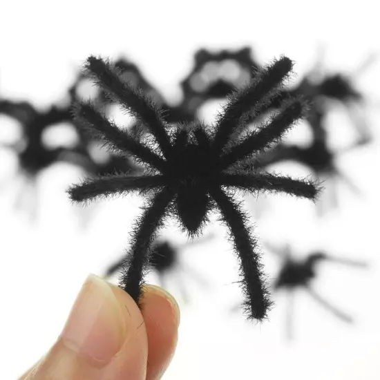 Black and Grey Realistic Hairy Small Plastic Fake Spiders Scary Joke Prank fo...