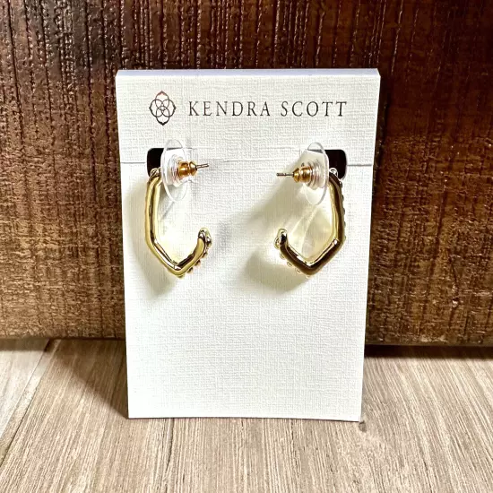 NEW Kendra Scott Lonnie Beaded Huggie 14K Yellow Gold Plated Earrings, NWT