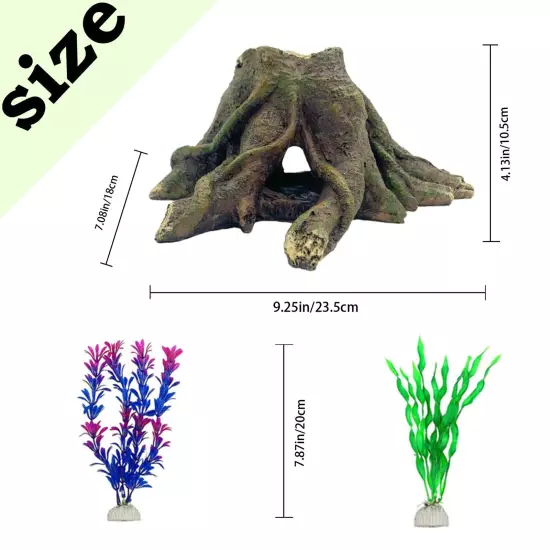 Aquarium Landscape Tree Stump Artificial Resin Tree Hole Ornament Hollow Trun...