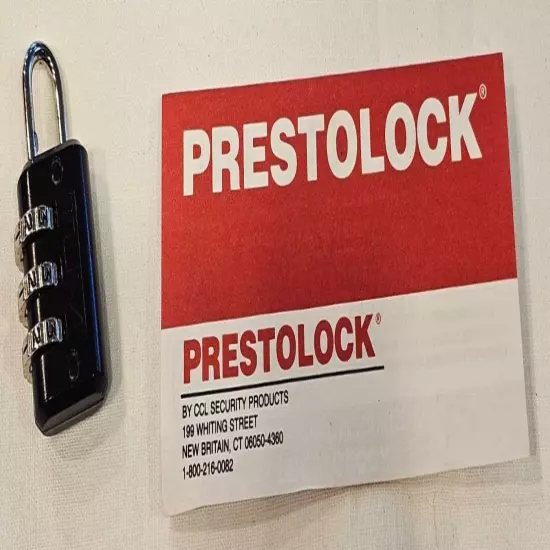 Tumi Prestolock Combination Lock 3 Dial Black Silver EUC