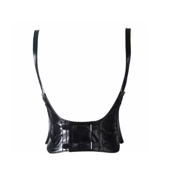 Sexy Faux Leather Women Zipper Waist Underbust Corset Belt Vest Bustier Harness