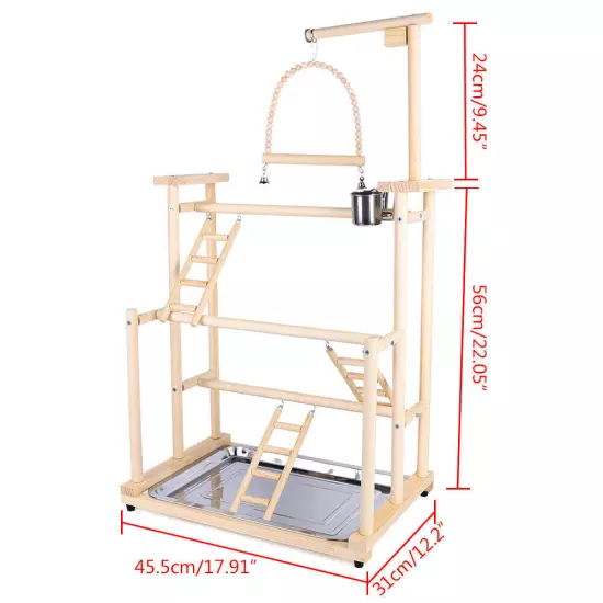 Pet Parrot Playstand Wood Perch Gym Play Bird Parrots Bird Playground Play Stand