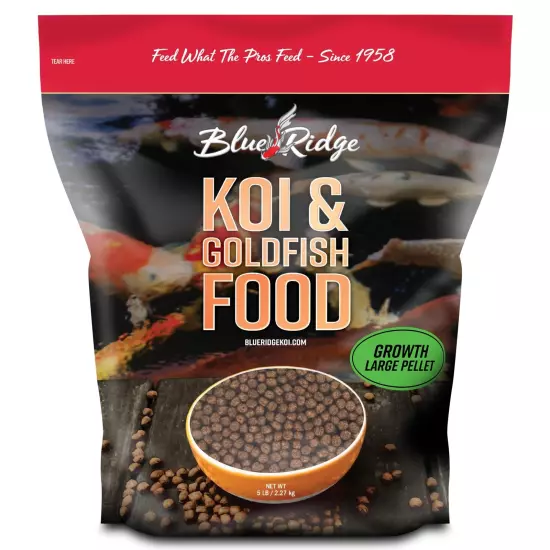 Blue Ridge Koi Fish Food 5lb - Koi Food 3/16” Large Growth Formula, Goldfish ...