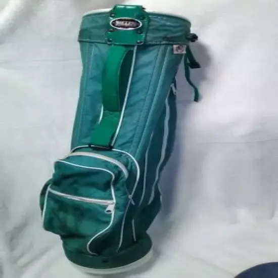 Vintage Green Ron Miller Pro Model Golf Bag with Assorted Clubs. Made in the USA