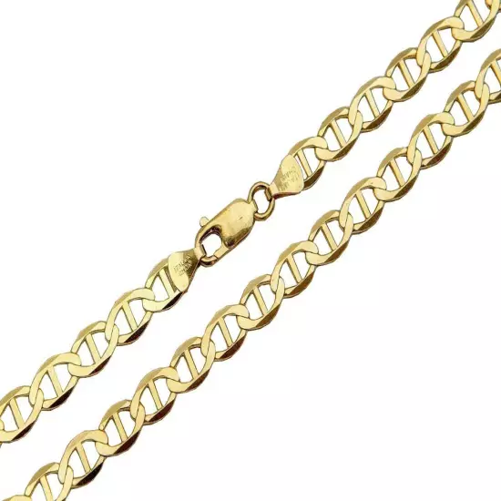 10k Solid Yellow Gold Mariner Link Chain Necklace 4mm-6mm Men Women Sz 7"-26"