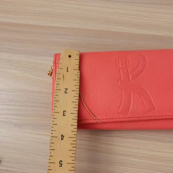 Roberta Di Camerino Wallet Leather Logo Folding Pink Peach Salmon Giada Italy