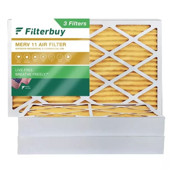 Filterbuy 16x25x4 Pleated Air Filters, Replacement for HVAC AC Furnace (MERV 11)