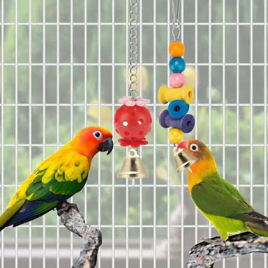 Bird Parakeet Toys,Swing Hanging Standing Chewing Toy Hammock Climbing Ladder Bi