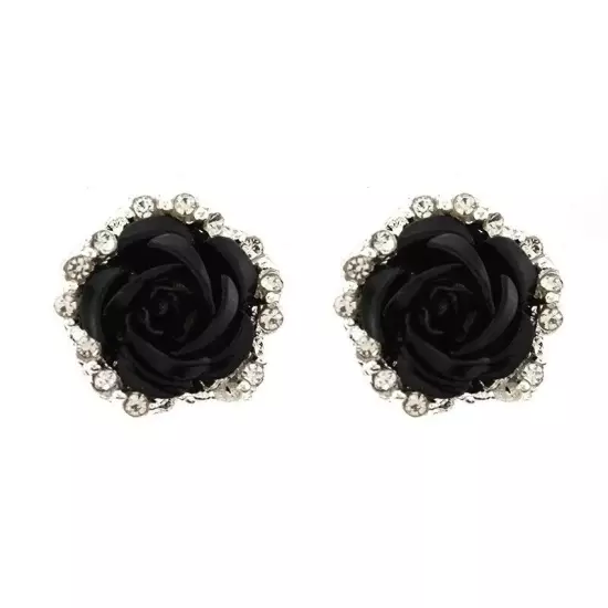 Ladies Charm Rose Crystal Shinny mond Stud Earrings Fashion Womens Jewellery