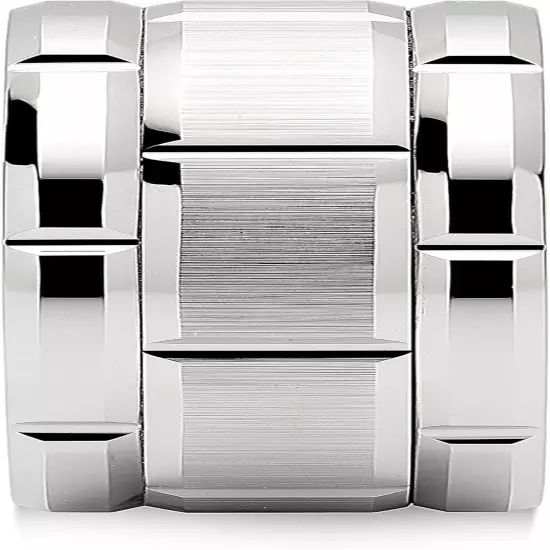 Tungsten Rings for Men Wedding Band White Gold Brick Pattern Rhodium Plated Size