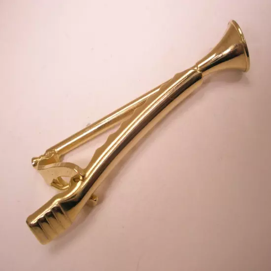 Fanfare Trumpet Vintage Tie Bar Clip bugle tuba wind instrument marching music