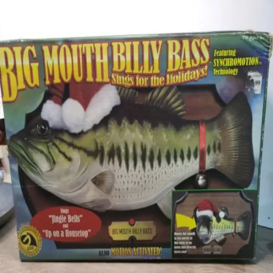 Vtg 1999 BIG MOUTH BILLY BASS Christmas Singing Fish Motion & Ac Adapter New 